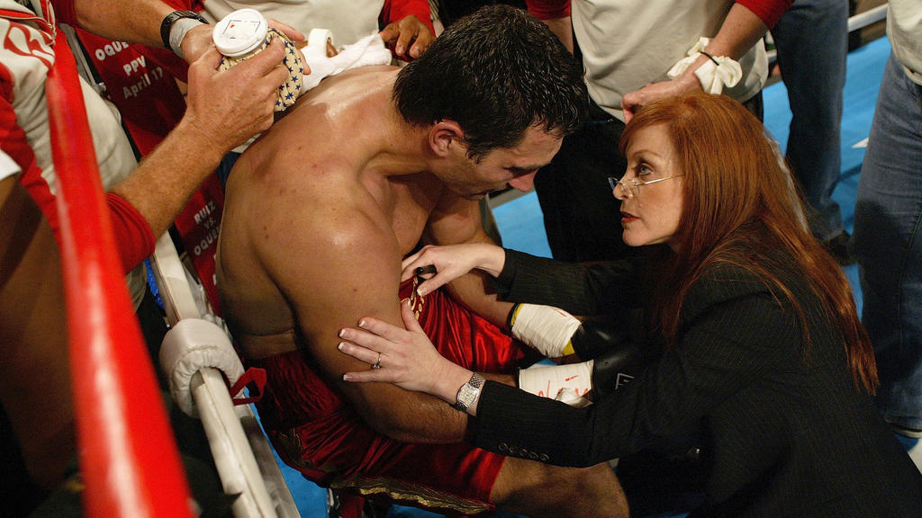 Wladimir Klitschko sits in his ring corner after the co-defeat