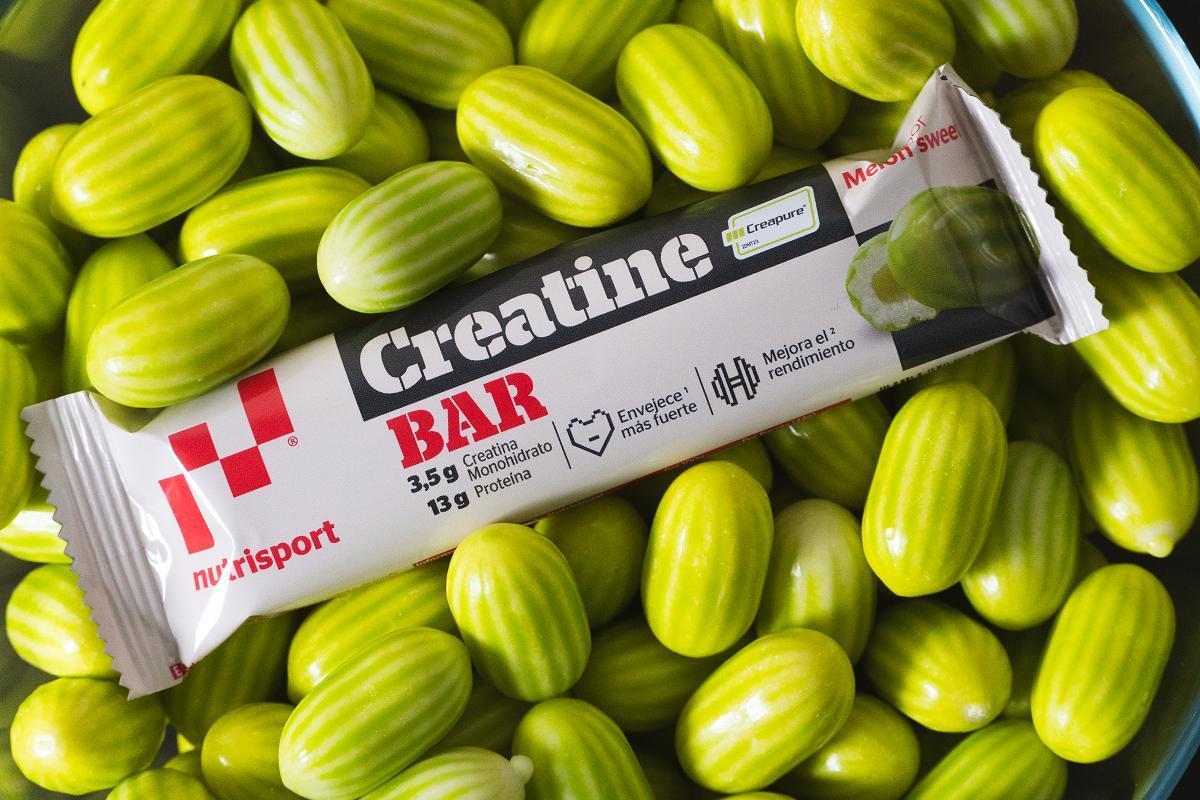 Barrita de proteínas y creatina sabor a chicle de melón