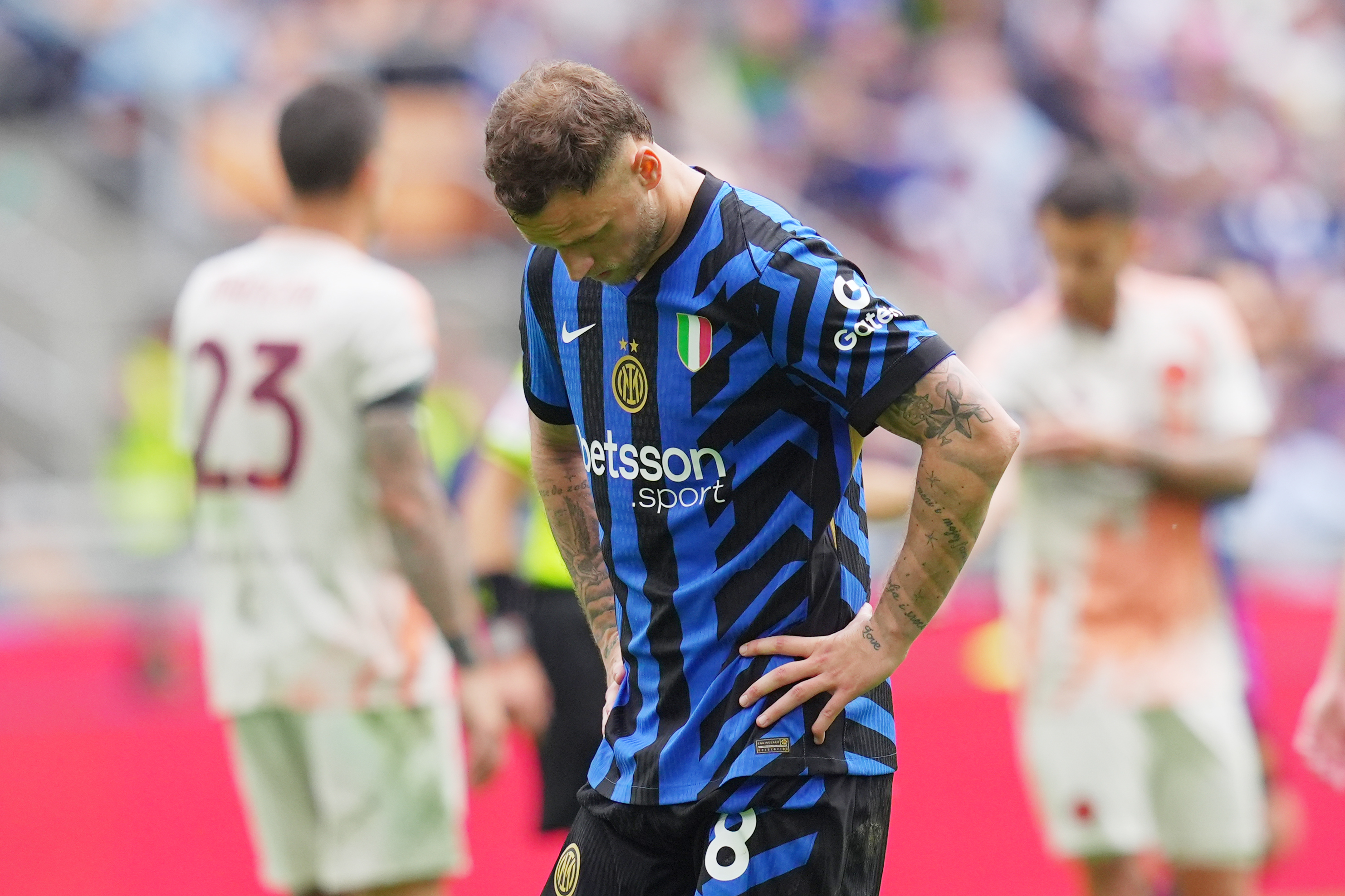 Inter Milanang Marko Arnautovic During the Serie A Soccer Match Bethaeen Inter and Rome at San Siro Stadium in Milan, North Italy -, Sunday, April 27, 2025. Sport - Soccer (Photo by Spada/LaPresse)