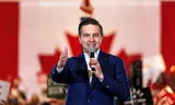 Pierre Poilievre, leader of the Conservative Party of Canada at a campaign meeting in Brampton, Ontario. 