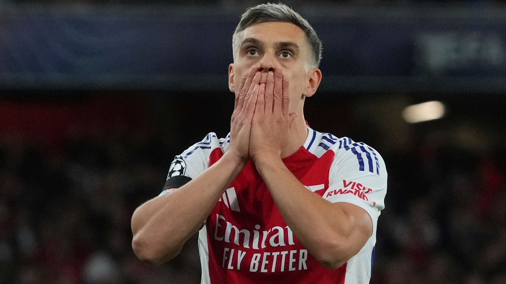 Stunned: Arsenals Leandro Trossard in the game against PSG.