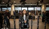 Someone tries a clarinet at the European Clarinet Congress in Tilburg