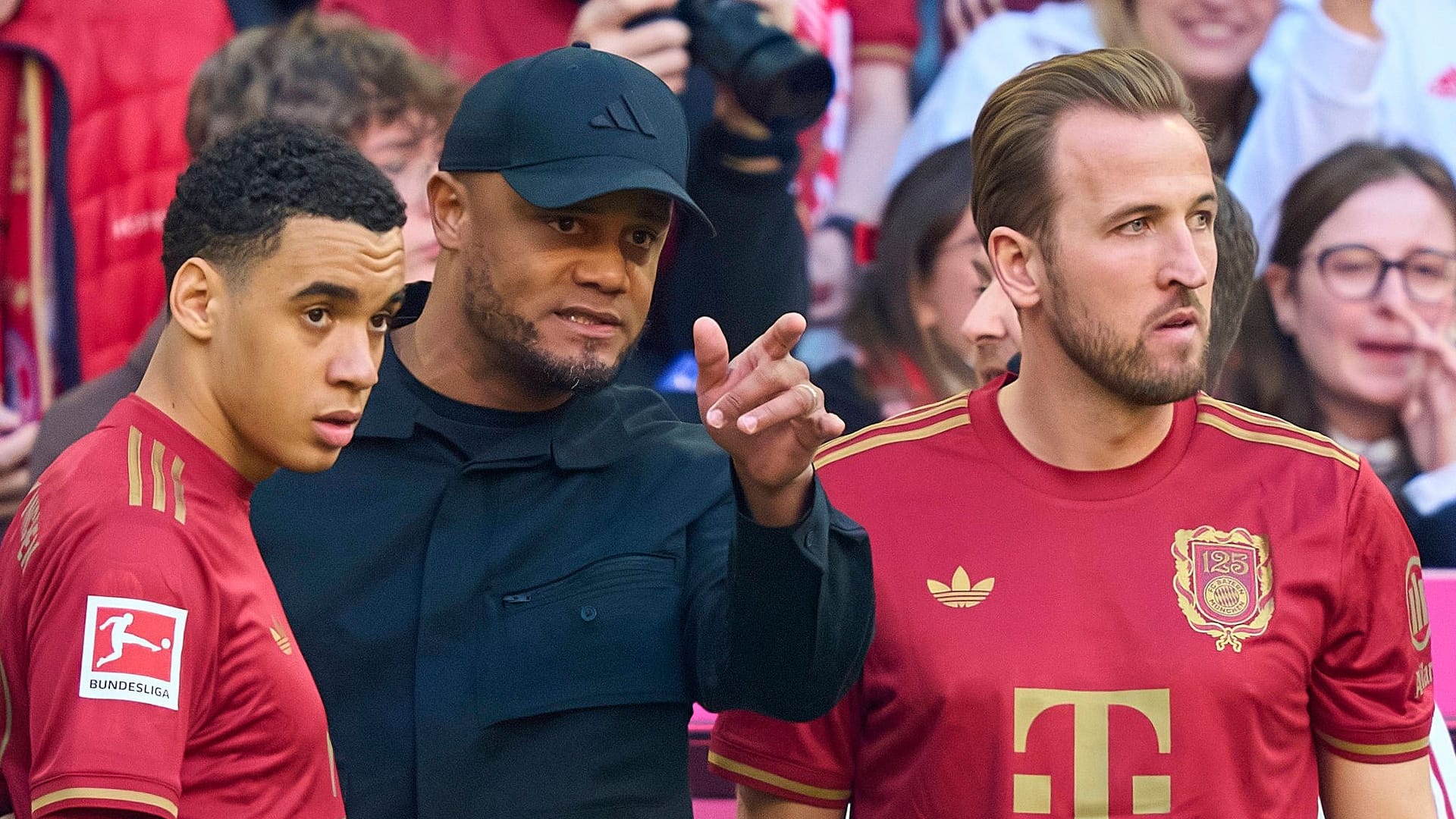 Jamal Musiala, Vincent Kompany and Harry Kane (from left to right): Bayern pace the threesome.