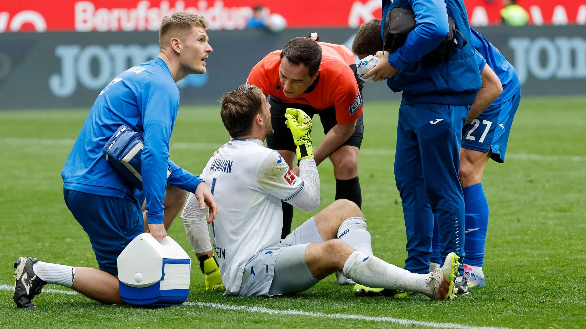 Oliver Baumann carried a wound on the head.