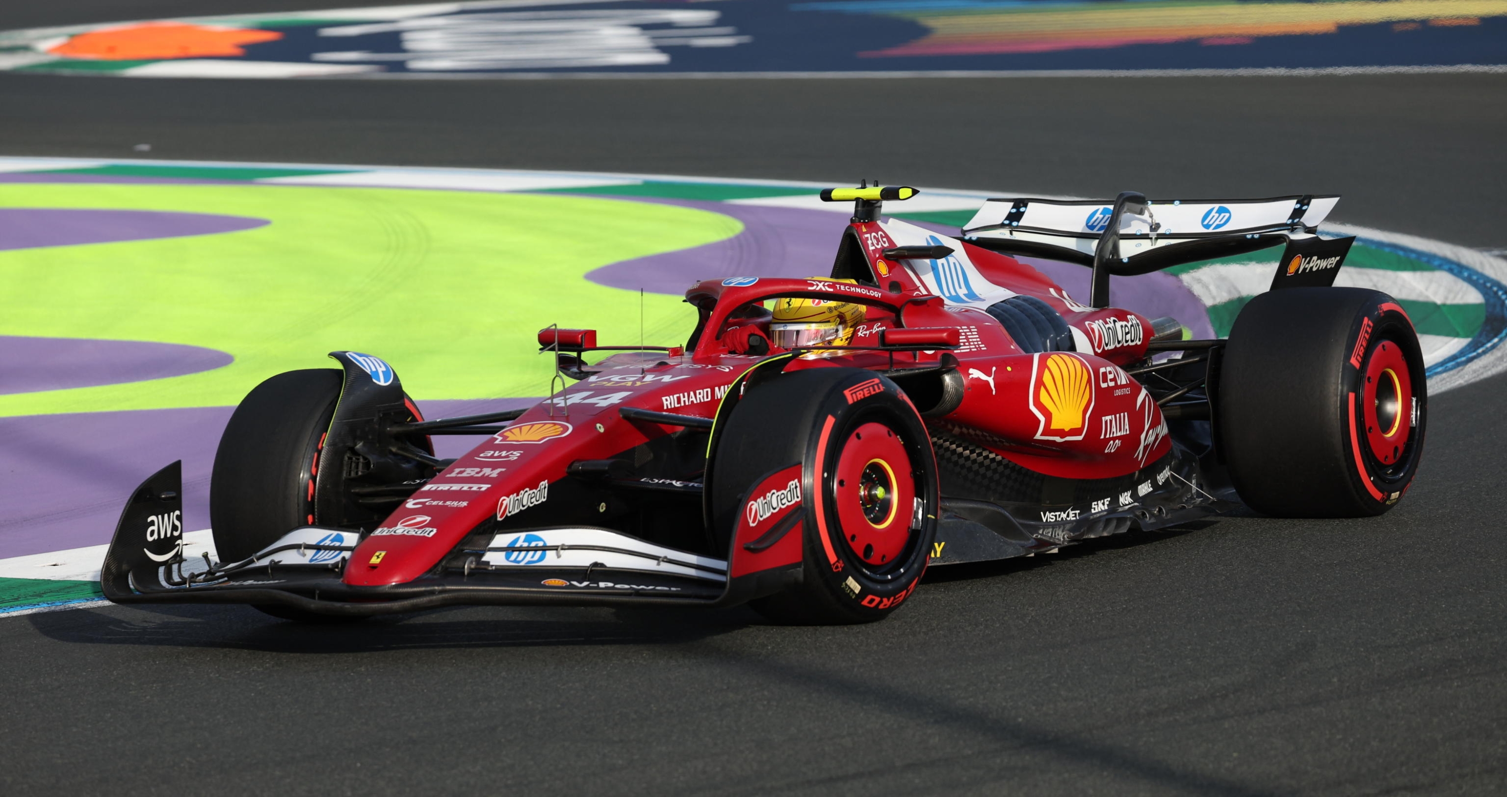 EPA12041083 Ferrari Driver Lewis Hamilton of Britain in Action During The Third Practice Session For the Formula 1 Saudi Arabian Grand Prix, in Jeddah, Saudi Arabia, 19 April 2025. The 2025 Formula 1 Saudi Arabian Grand Prix is ​​Held at the Jeddah Cornici Circuit on 20 April. Epa/Ali Haider