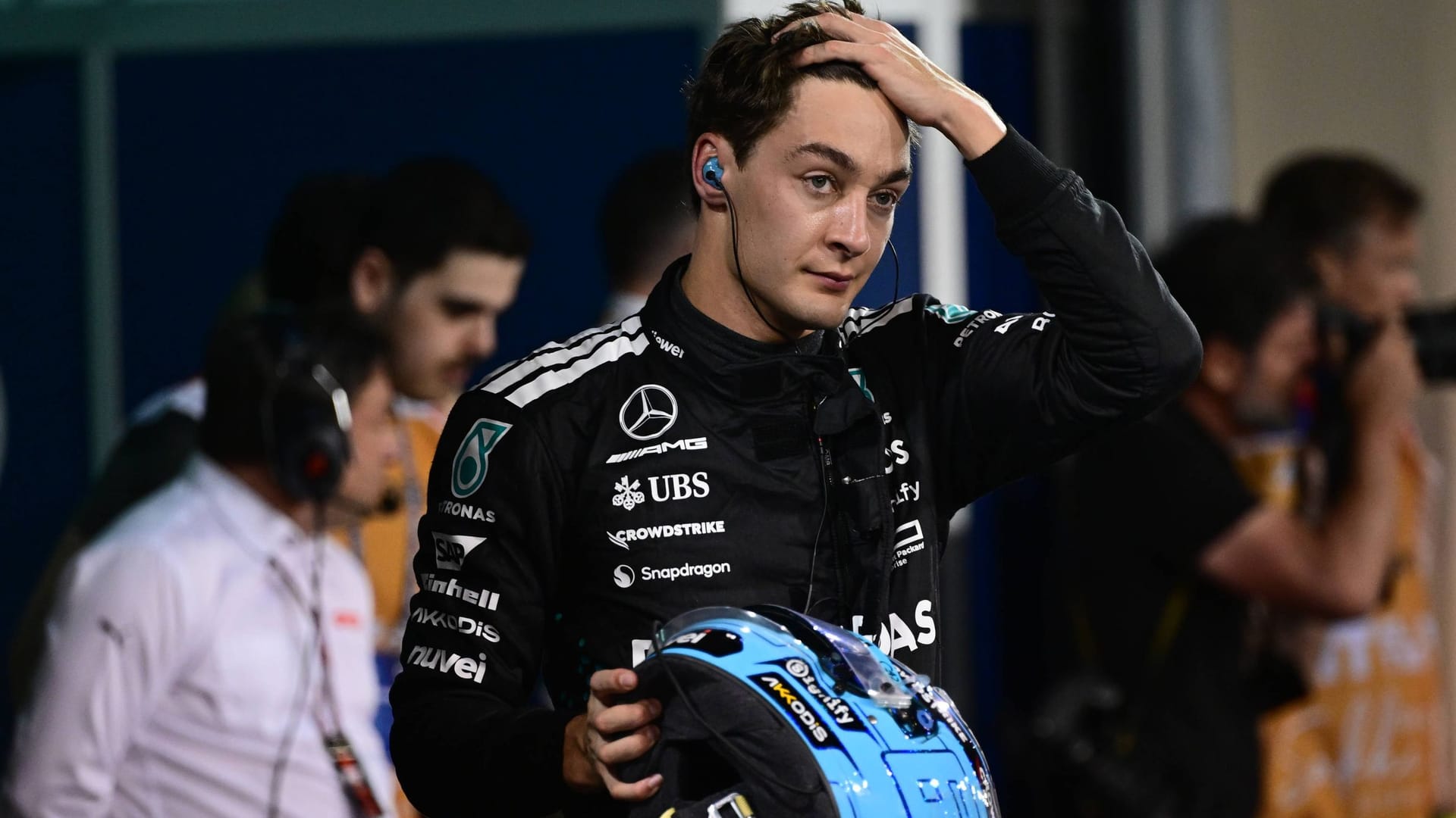George Russell after qualifying in Bahrain: The Mercedes pilot celebrated second place-until the punishment.