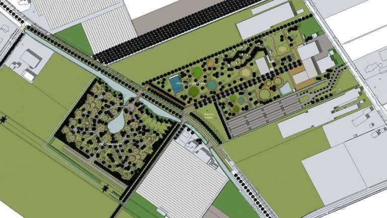 The expansion plans with on the left the future holiday park (photo: Pukkemuk).