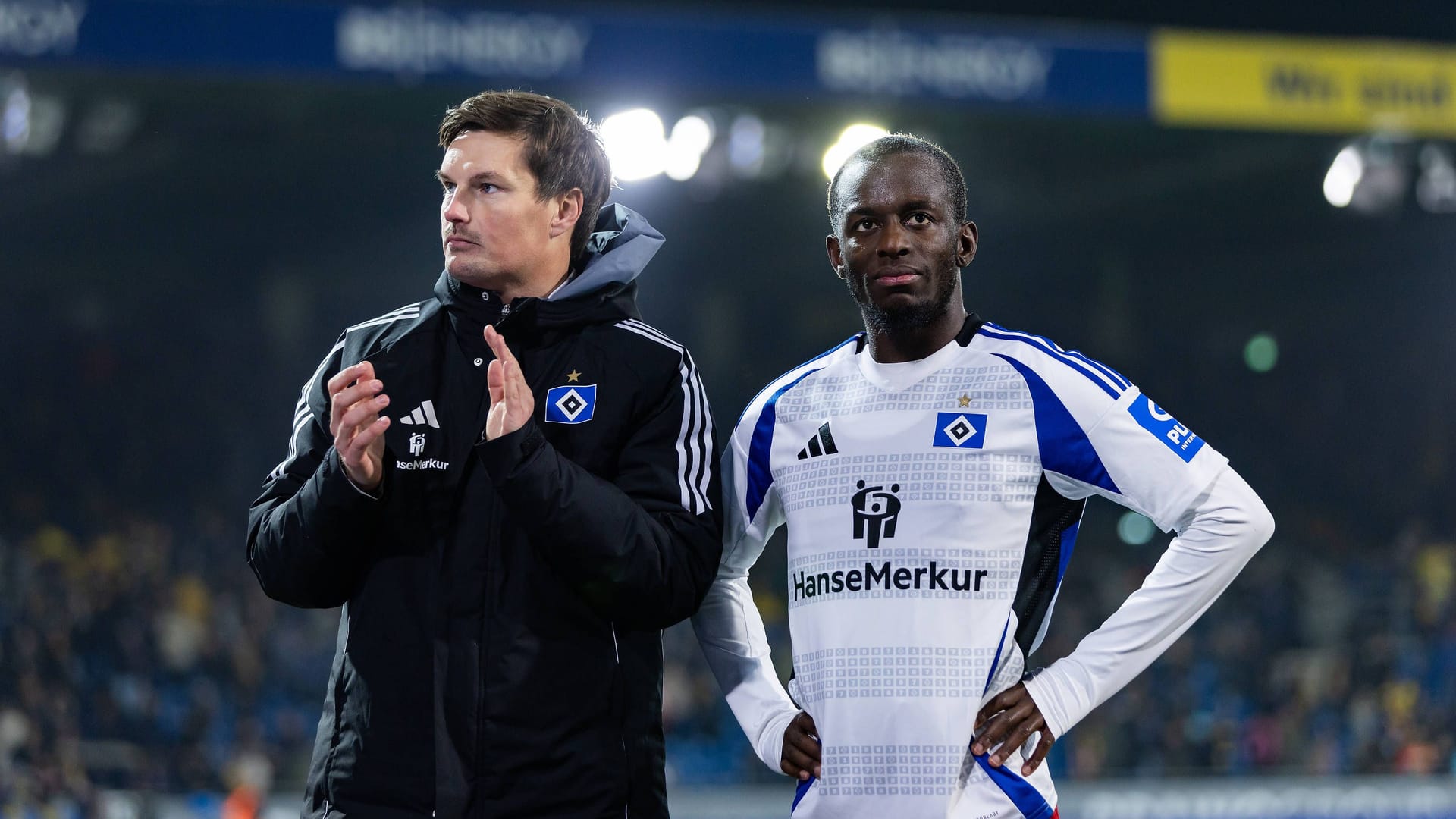 Merlin Polzin (left) and Jean-Luc Dompé: The interim coach gets another chance at the HSV coaching bench. Merlin Polzin (left) and Jean-Luc Dompé: The interim coach gets another chance at the HSV coaching bench.