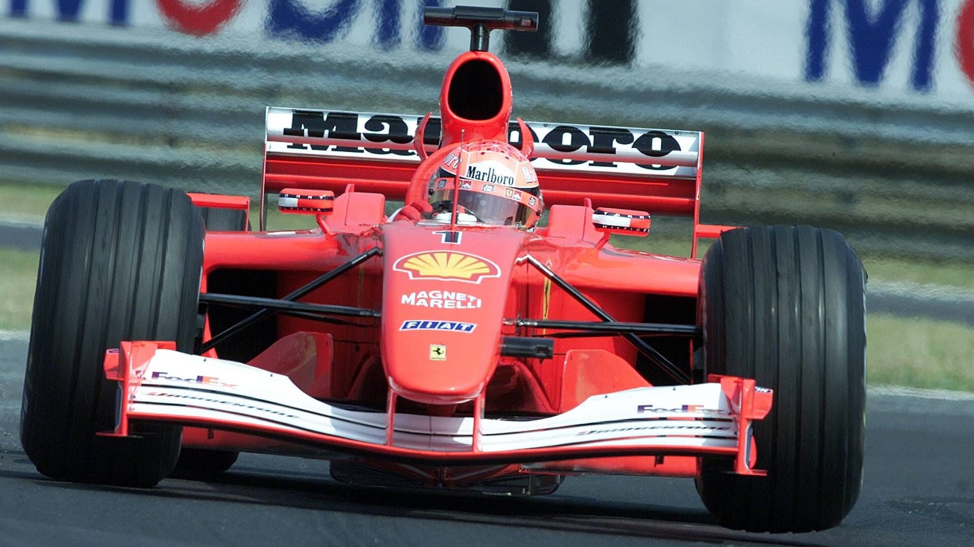 Michael Schumacher in his Ferrari F2001 with the chassis number 211: He triumphed by car while running in Hungary.