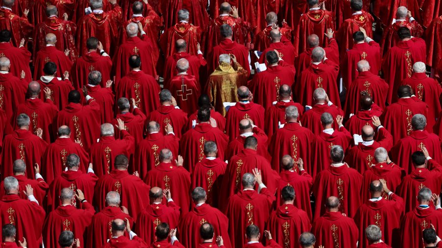 PHOTALERIA IMAGE OF MEMBERS OF THE CLARERO Praying at the funeral of Pope Francis in the Plaza de San Pedro, in El Vaticano