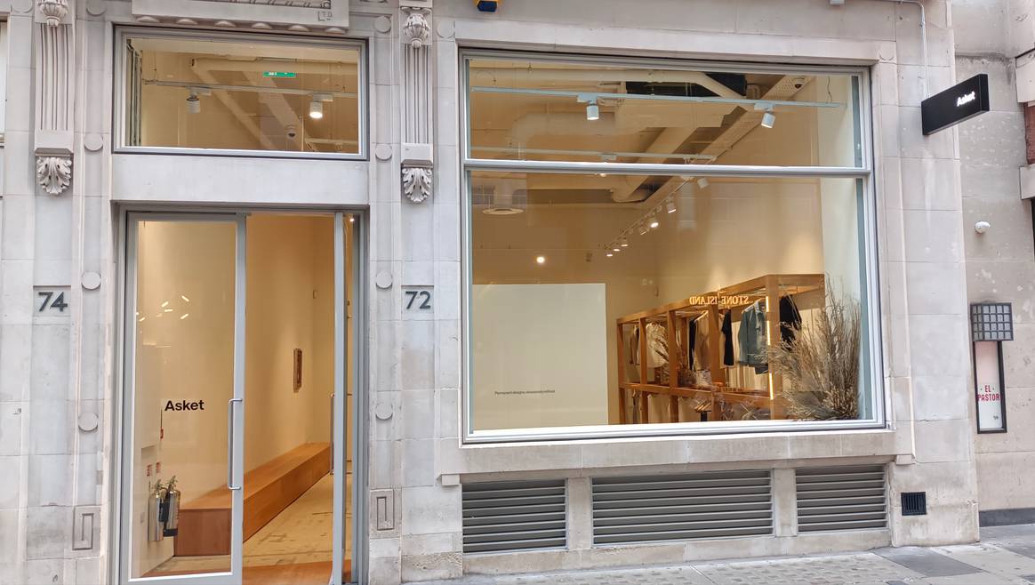 View of the new Asket shop in London.
