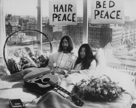 John Lennon and Yoko Ono at Bed-in, 1969