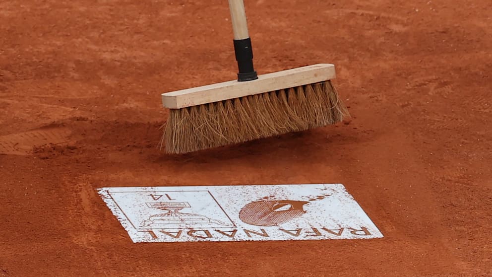 Der Fußabdruck von Rafael Nadal, der von nun an auf dem Court Philippe Chatrier verewigt ist