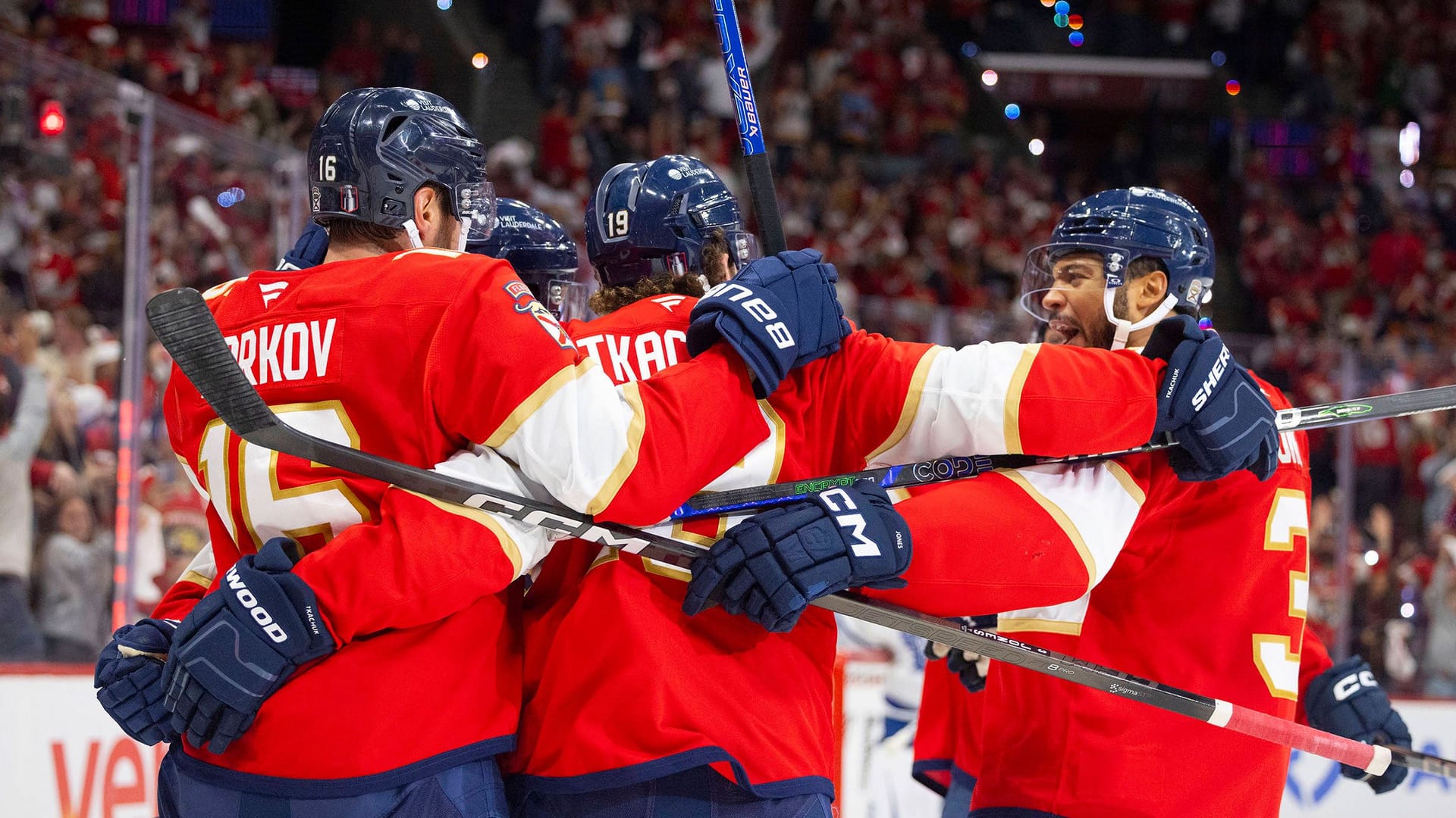 Florida Panthers players in the match against the Toronto Maple Leafs.