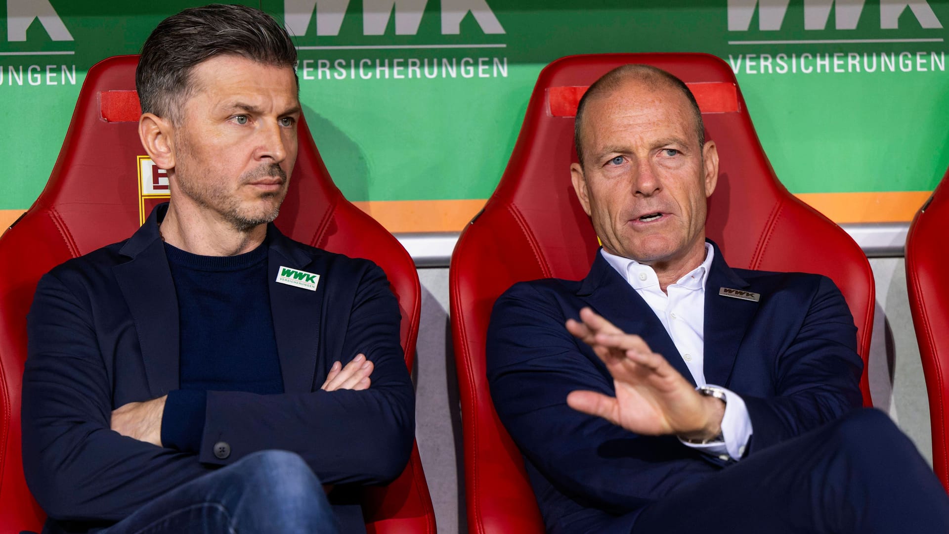 In the end happily in Augsburg: sports director Jurendić, coach Thorup.