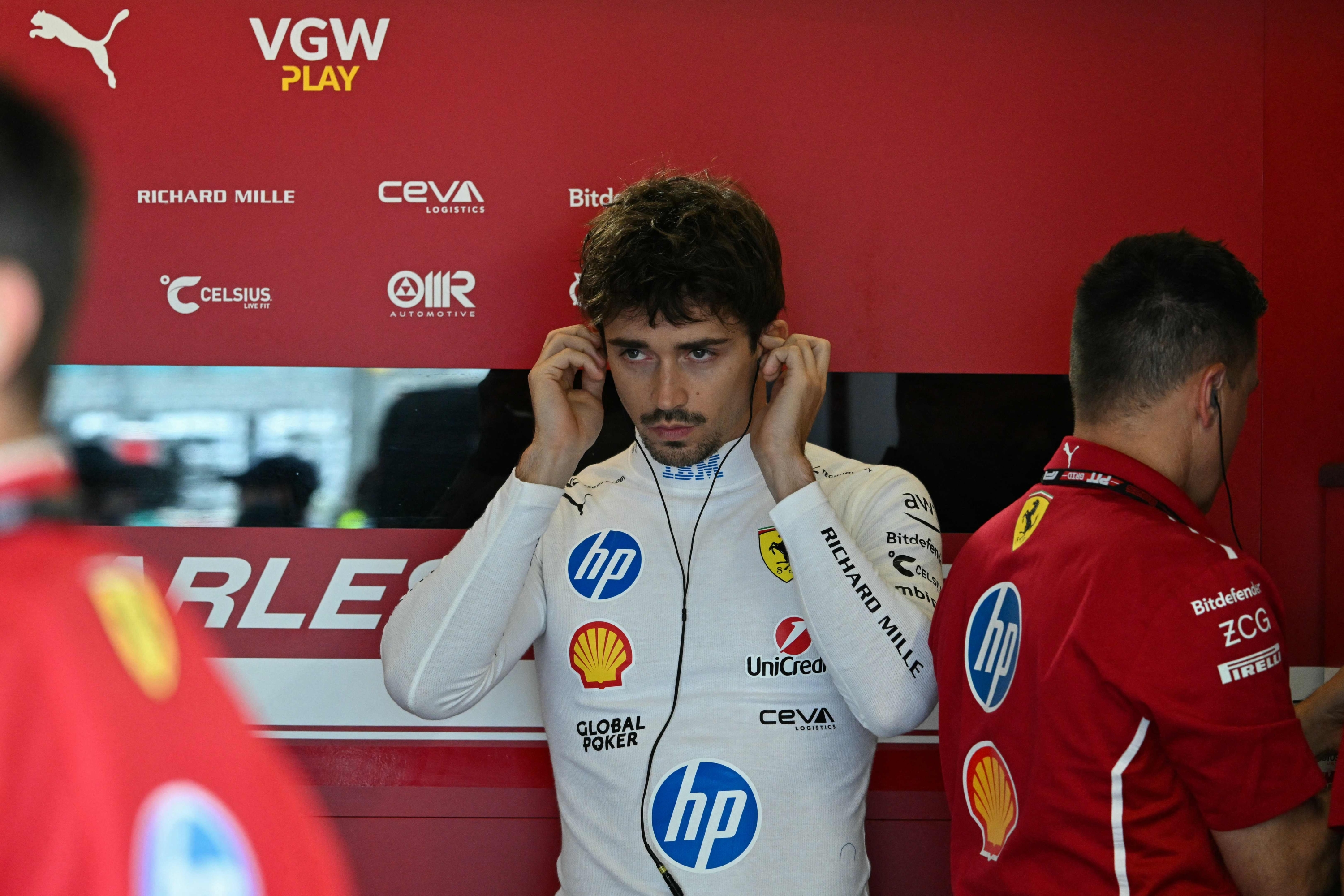 Ferrari's Monegasque Driver Charles Leclerc Prepares for the start of the 2025 Miami Formula One Grand Prix at Miami International Autodrome in Miami Gardens, Florida, on May 4, 2025. (Photo by Chandan Khanna / AFP)