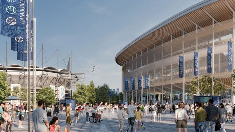 Right next to the Volksparkstadion (left): This could look like the new arena in Hamburg.