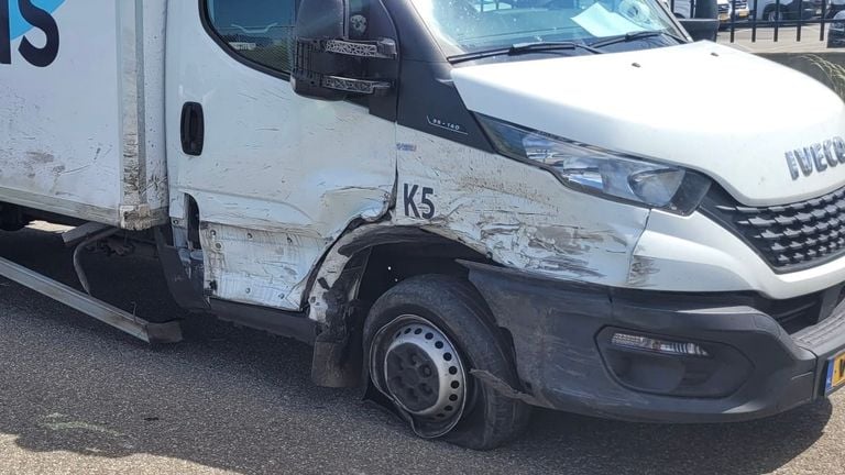 The side of Peter's company car was badly damaged (photo: Peter Ooms).