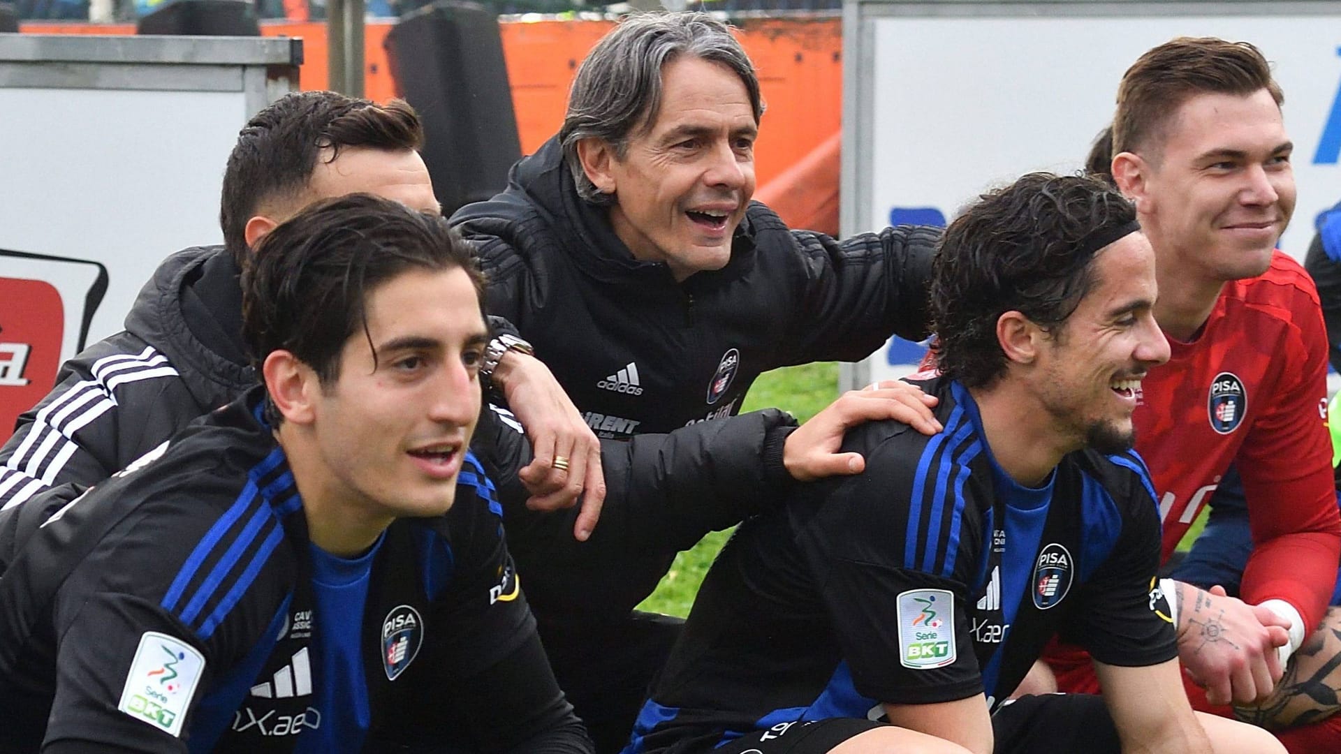 Trainer Pippo Inzaghi (M.) with his players: Historical achieved.