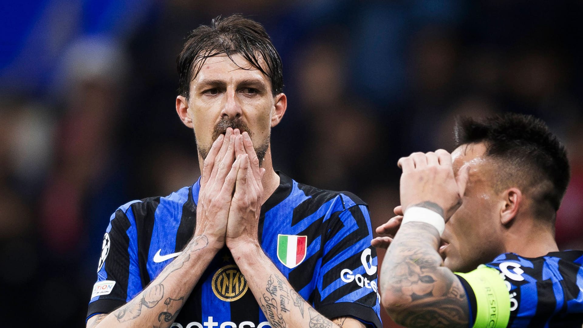 Francesco Acerbi (left): He was probably spat on the Champions League semi-final.