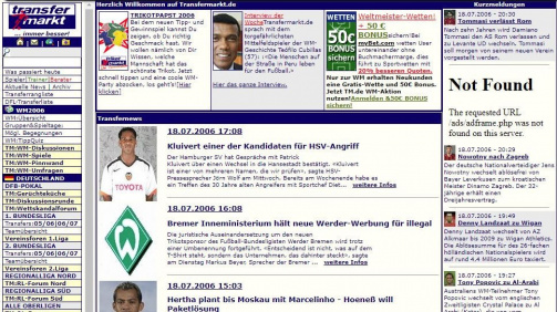 This is what transfermarkt.de looked like in 2006.