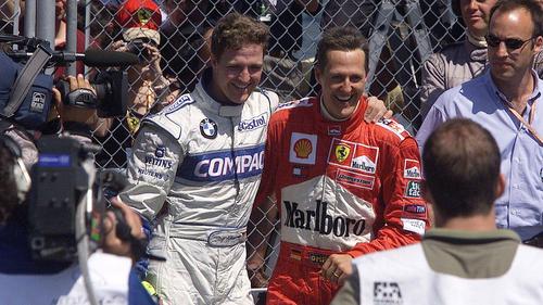 Rarely before, Michael Schumacher (right) celebrated a second place as well as in Montreal 2001