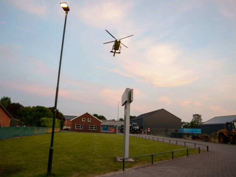 Trauma heli at the building (photo: Addy Smits / press agency Heitink). 