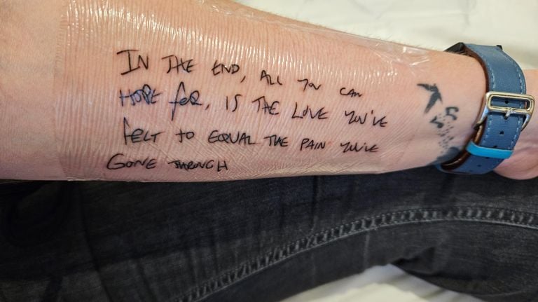 The lyrics of Bones on Sannes Arm (private photo). 