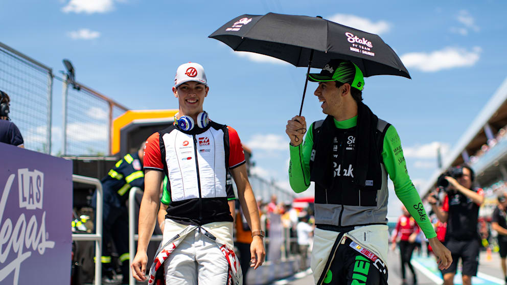 Bearman (l.) und Bortoleto beim Rennen in Montreal