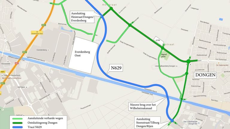 The route of the N629 diversion