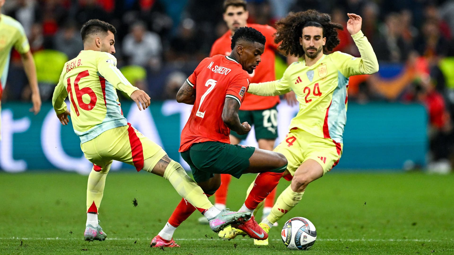 Spain and Portugal players: At the game there was a fall in the stands.