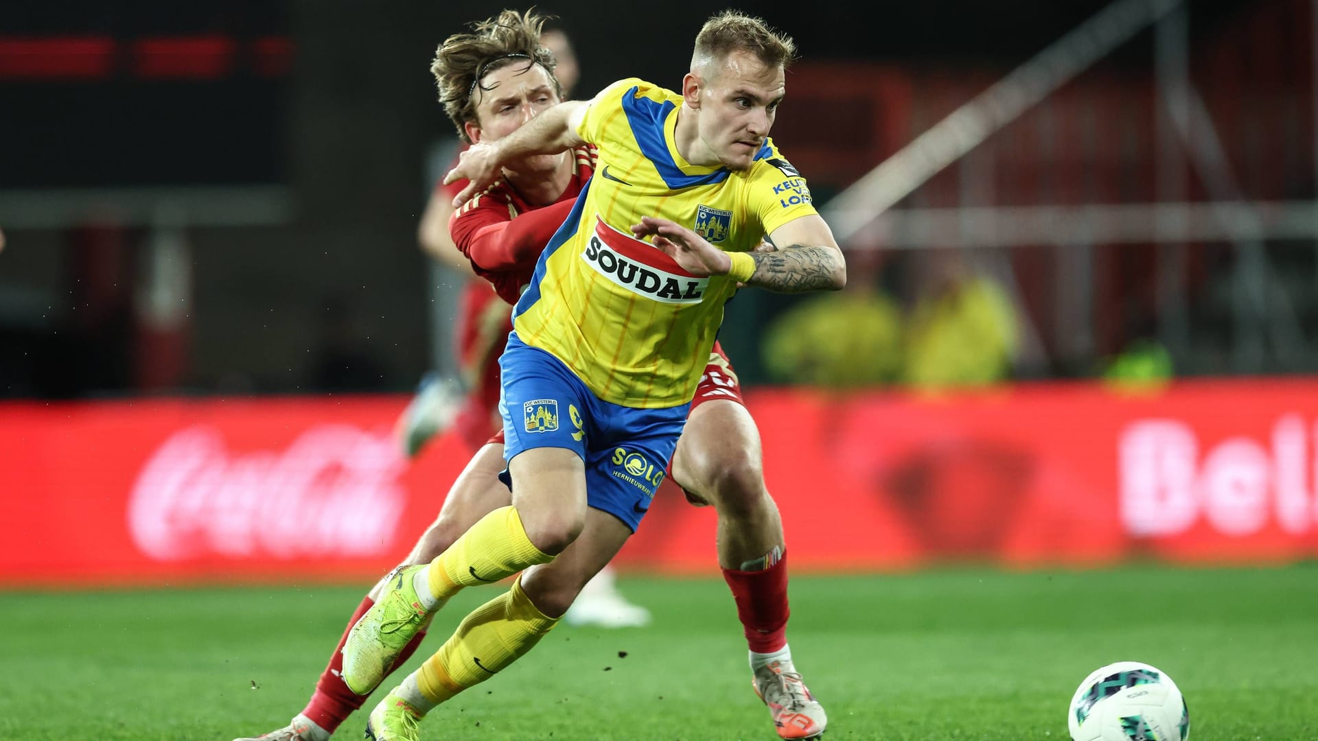 Matija Frigan (right) chases the ball (archive picture): The Croat storms for KVC Westerlo in Belgium and is said to be on the wish list of the HSV.