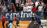 Telstar players celebrate the 1-3 of Mees Kaandorp against Willem II in the final of the play-offs for promotion and relegation. Photo Bart Stoutjesdijk / ANP 