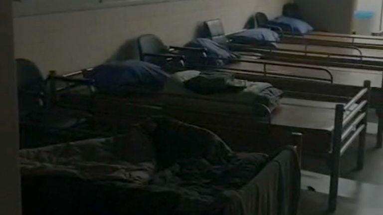 Part of the dormitory in the emergency shelter.