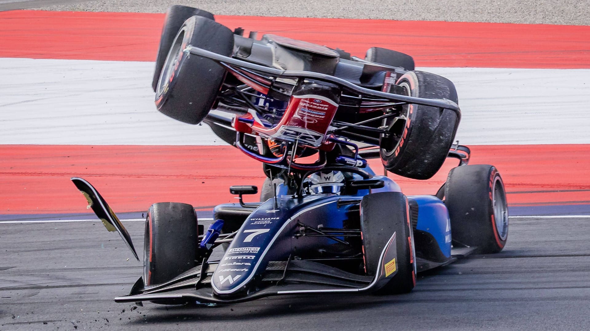 Happiness in misfortune: The car of Sami Meguetounif (above) rolls over Luke Browning's car. Happiness in misfortune: The car of Sami Meguetounif (above) rolls over Luke Browning's car.