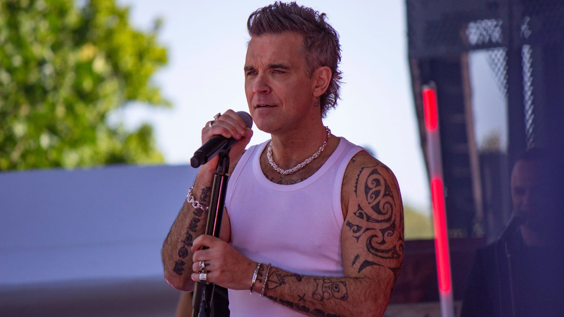 Robbie Williams: The singer is an avowed football fan.
