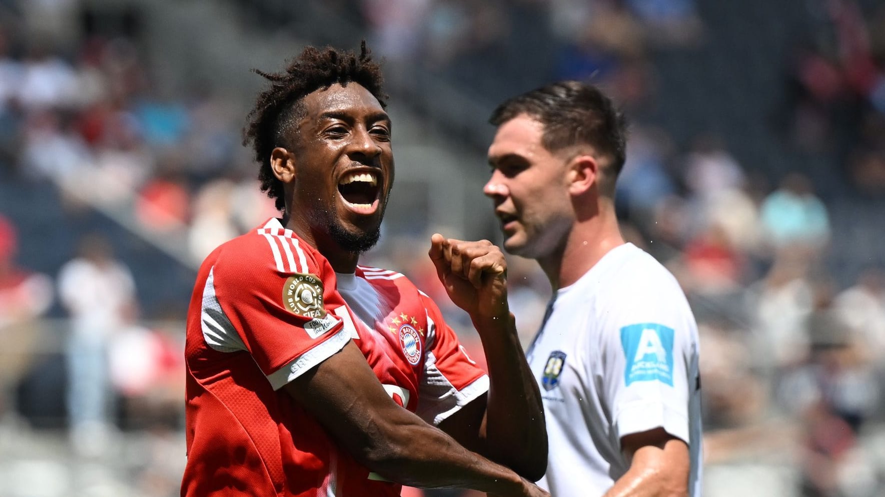 Kingsley Coman cheers: He scores Bavaria's first goal at the club World Cup.