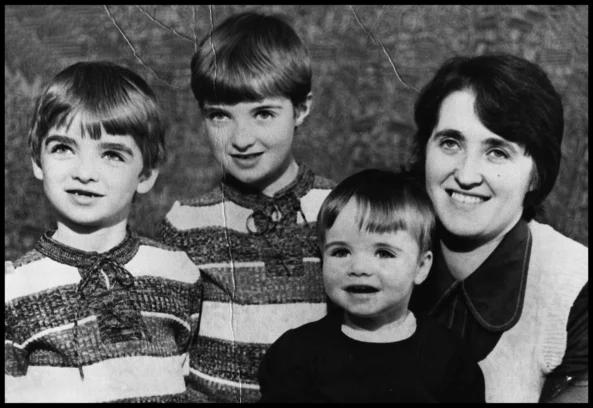 The Gallagher family in the mid-1970s: Peggy with Noel, Paul and Liam