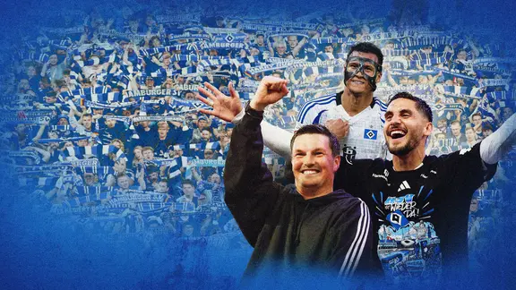 Merlin Polzin, Davie Selke and Ludovit Reis celebrate the rise of the HSV.