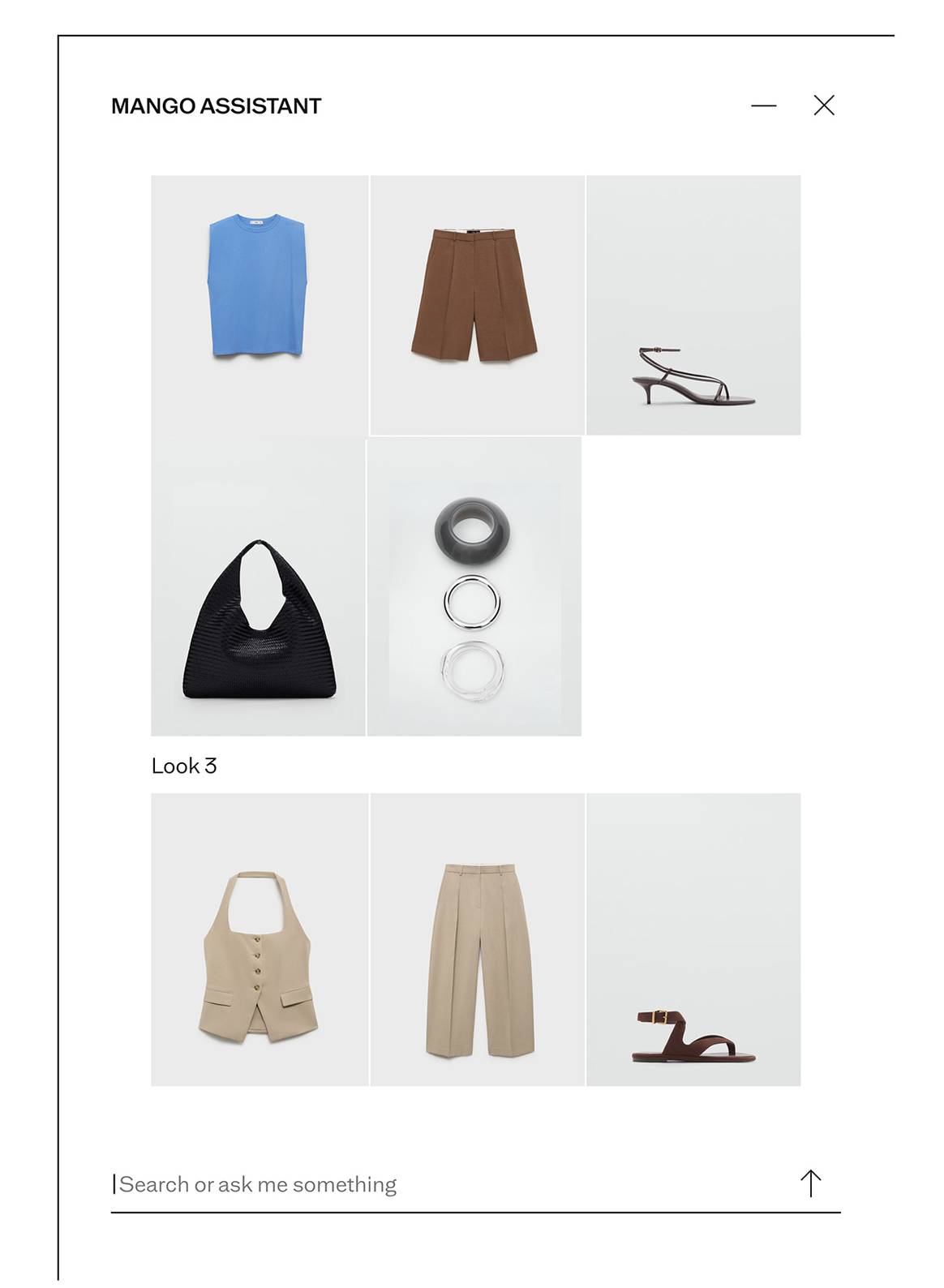 'Mango Stylist: In' recommendations of the virtual assistant of Mango.