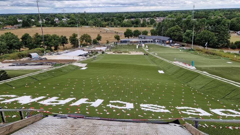 The work on the slopes of the ramp from above (photo: Tom Berkers).
