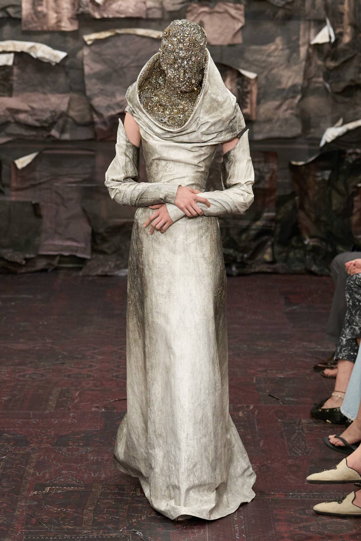 Look 4: A dress over a corset with crystals from remaining stocks.
