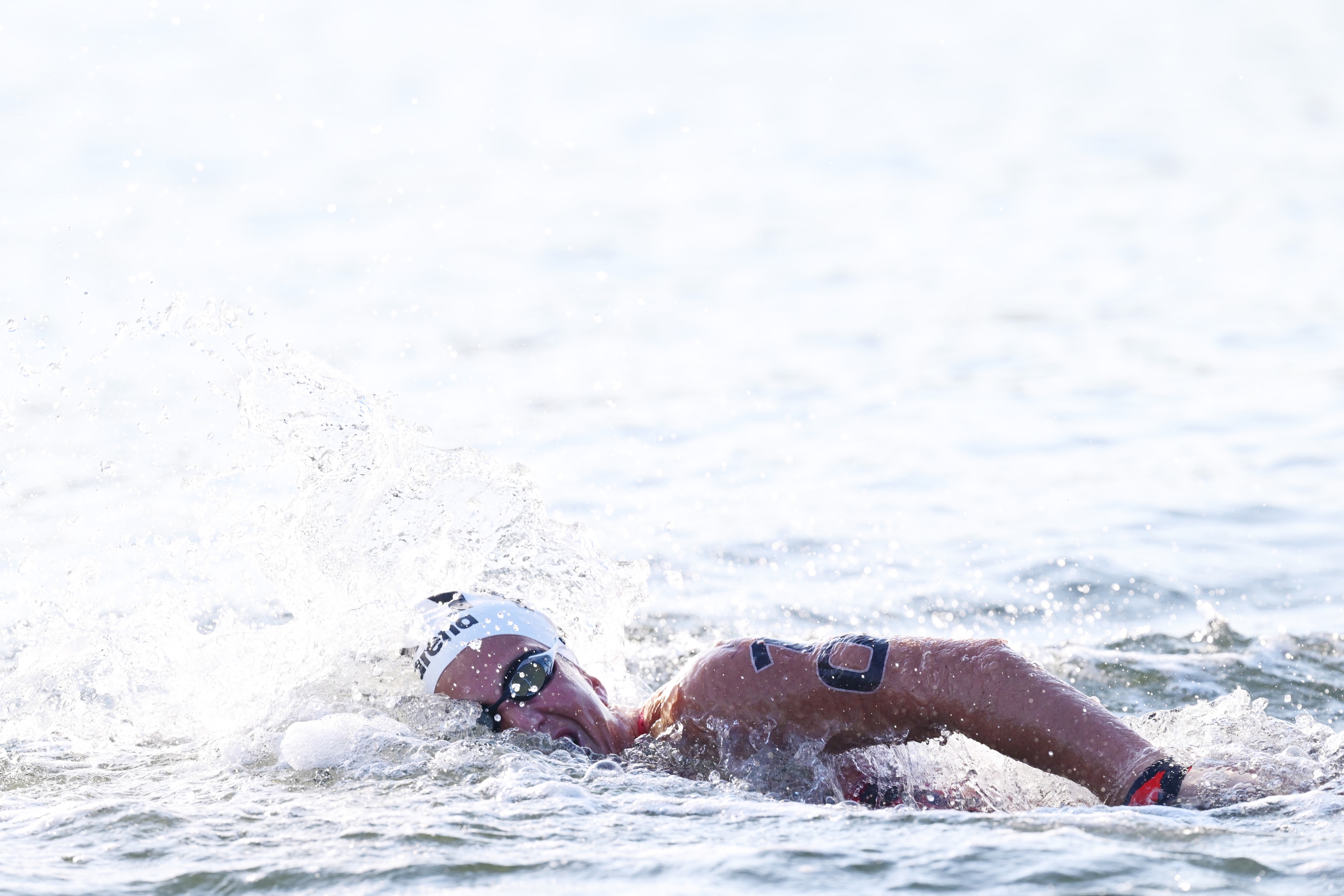 Singapore, Singapore - July 18: Geneva Taddeucci of Team Italy competes in The Women's 5km Open Water Final on Day Eight of the Singapore 2025 World Aquatics Championships at the Palawan @ sentosa on July 18, 2025 in Singapore. (Photo by Quinn Rooney/Getty Images)