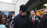 Hulk Hogan (Terry Bollea) leaves the court. Nobody Speak: Trials of the Free Press.