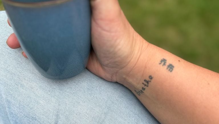 The Breathe tattoo in honor of Lizett's mother (private photo). 