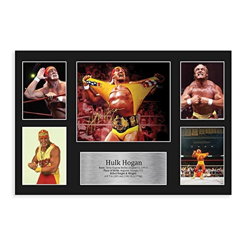Mahwer Hulk Hogan Signed poster, canvas, poster, wall art, decor, picture, paintings for living room, bedroom, decoration, unfamel, 30 x 45 cm