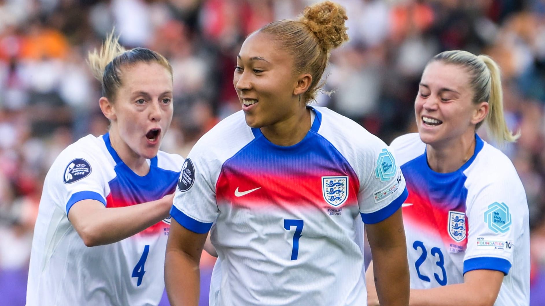 Match winner: Lauren James (M.) scored twice against the Netherlands.