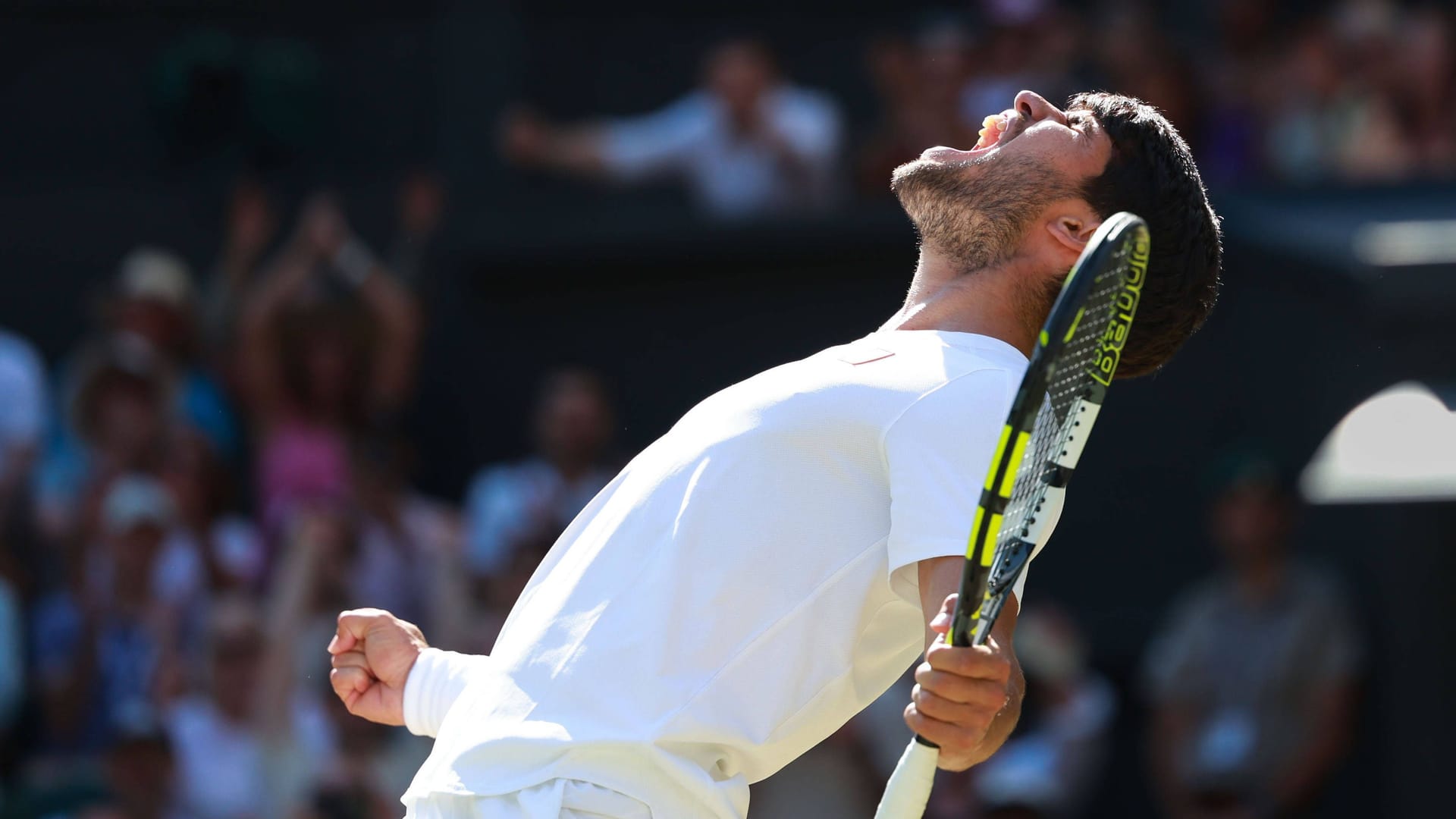 Carlos Alcaraz screams his joy: he wants the third Wimbledon title in a row.