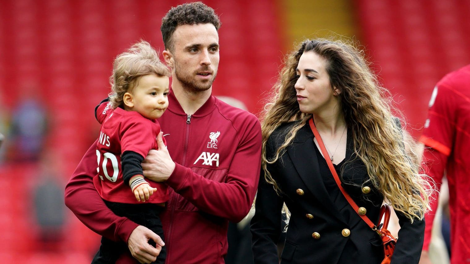 Diogo Jota with his wife Rut Cardoso and one of her children: the couple had married shortly before the death of Jota.
