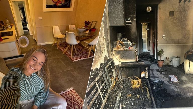 Laura's apartment before and after the fire (photo: Laura van Casteren.)